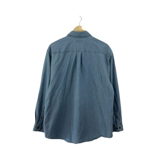 Carhartt Large Denim Button Up Long Sleeve Shirt Cotton Blue Mens - Picture 2 of 16